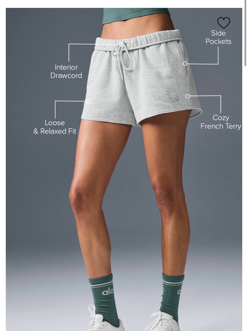 ALO Yoga Women’s Heather Gray Elastic Waist Athletic Shorts